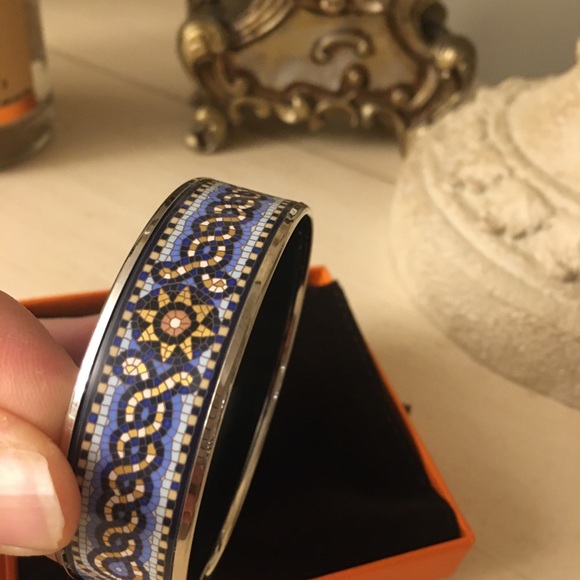 Hermes Sous Le Cedar Mosaic Enamel Bangle bracelet - Picture 8 of 11
